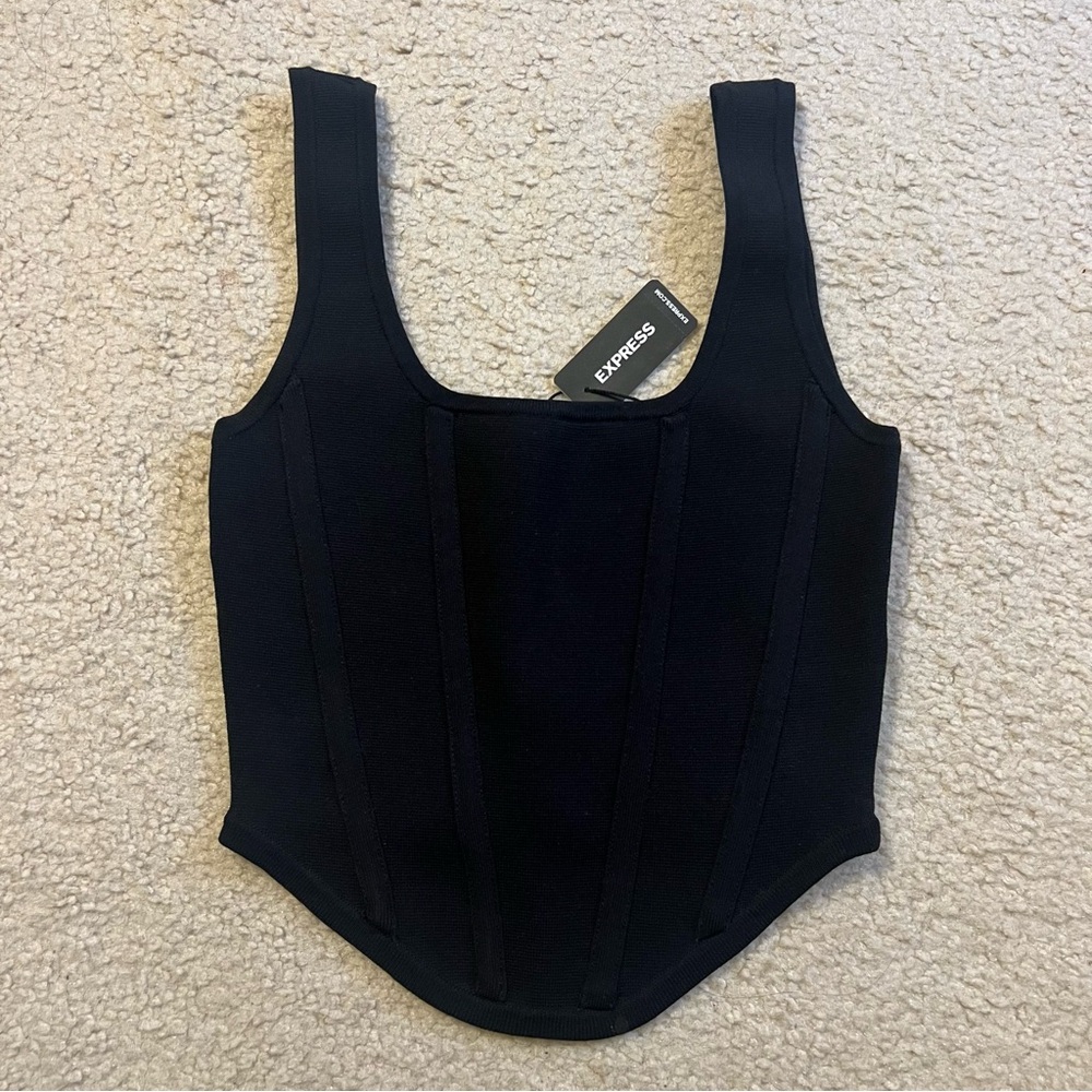Express Body Contour High Compression Corset Black Cropped Tank size XXS NWT